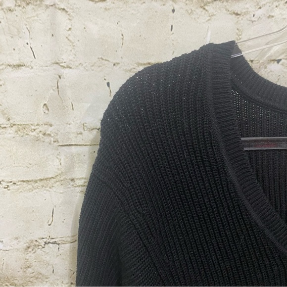 Express Black Knit Cotton Scoop Neck 3/4 Dolman Sleeve Sweater - Picture 2 of 6